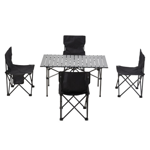 Living And Home Portable Folding Camping Table with 4 Chairs 1