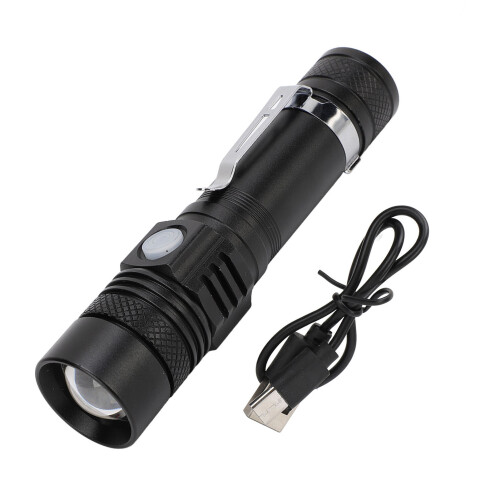 Lampe de poche LED USB en aluminium zoom à 3 vitesses 2