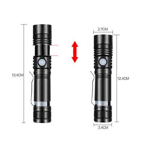 Lampe de poche LED USB en aluminium zoom à 3 vitesses 1