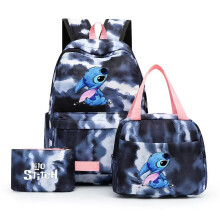 (3) 3pcs Lilo Stitch Angel Backpack Kids Boys Girls School Bag Lunch Bag Pencil Case
