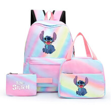 (7) 3pcs Lilo Stitch Angel Backpack Kids Boys Girls School Bag Lunch Bag Pencil Case