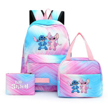 (8) 3pcs Lilo Stitch Angel Backpack Kids Boys Girls School Bag Lunch Bag Pencil Case