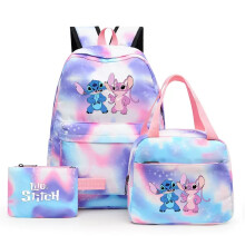 (10) 3pcs Lilo Stitch Angel Backpack Kids Boys Girls School Bag Lunch Bag Pencil Case