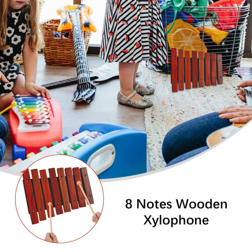8-Note Birch Pine Wooden Xylophone 26x19x5cm Set 2