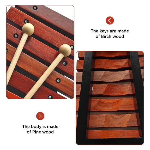 8-Note Birch Pine Wooden Xylophone 26x19x5cm Set 1