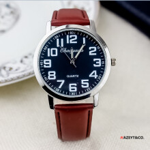 (Brown, silver, black) Men's 60-minute leather strap watch, fashionable men's quartz watch with luminous hands, electronic watch