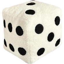 (White) Dice Pillow 8x8" Cute Plush Dice Toy with Loop Velvet & Comfortable Stuffed Big Dice Throwable Creative & Fun Dice Decor for Home Bedroom Sofa