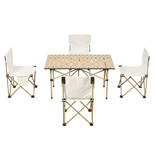 Living And Home Portable Folding Camping Table with 4 Chairs 1