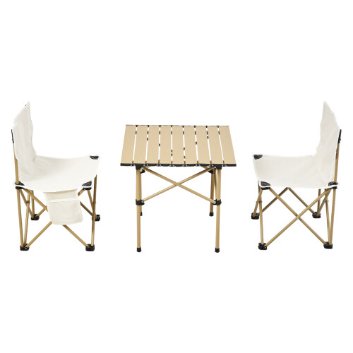 Living And Home Portable Folding Camping Table with 2 Chairs 1