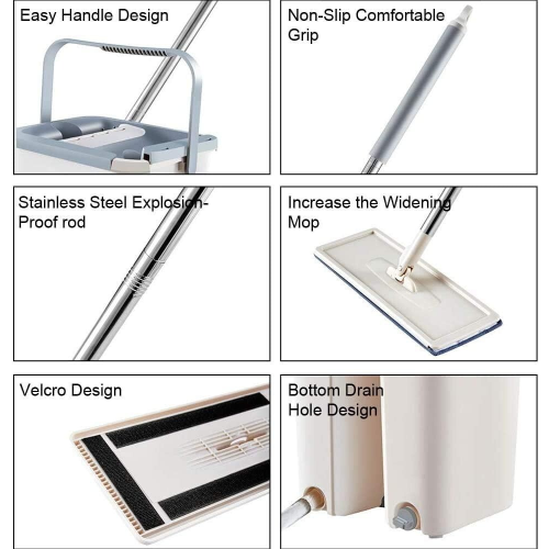 360° Flat Mop and Bucket Set Mop Dry Squeeze & Multi-Functional Wash 2
