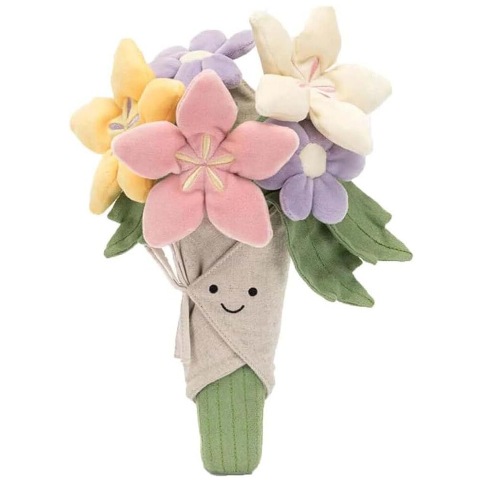 (Pink) Cute Flower Bouquet Doll, Bouquet of Flowers Plushies, Kawaii Smiling Flower Plush Stuffed Toy, Decor Home Andbedroom Sweet Gifts