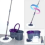 GREY MOP BUCKET SET MICROFIBER WITH 4 MOP HEADS SPACE SAVING NEW 360 FLOOR SPIN 6