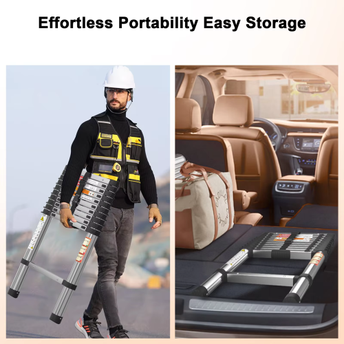 (10.5FT-3.2M)Telescopic Ladder Stainless Steel,load 150kg, Convenient Extendable 2
