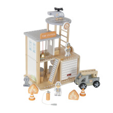 Wooden Fire Station Playset Pretend Play For kids Dollhouse