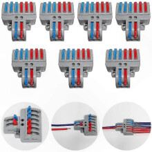 8-Pole Compact Terminal Set with Lever, Push Cable Connector, 7 Pieces, Mounting Screws Included