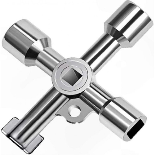 Zinc Alloy Utility Key for Cabinet and Electric Cupboard Access, Silver (1pc)