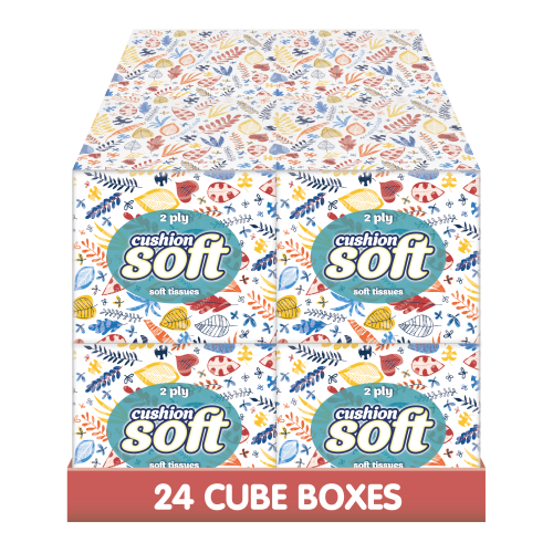 (Cube) Facial Tissues 2-Ply Cushion Soft 24 Pk 100 Sheets 2