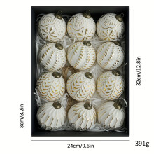 (Antique Ball Golden 8cm 12pcs, Holiday Decoration Ball Set) 12pcs 8cm Green, Golden, And Silvery Antique-style Christmas Ball Decorations, Suitable For Christmas Tree Ornaments, Wedding Decorations