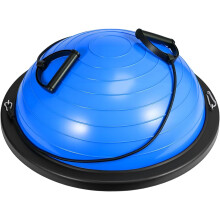 (Blue) Half Balance Ball Board Inflatable Air Dome With Resistance Bands and Pump, Women Exercise Equipment Balance Trainer for Home Gym