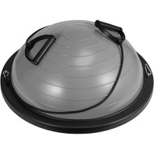 (Grey) Half Balance Ball Board Inflatable Air Dome With Resistance Bands and Pump, Women Exercise Equipment Balance Trainer for Home Gym