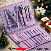 (Purple) 16pcs Premium Stainless Steel Manicure And Pedicure Set Including Nail Clippers, Scissors, Ear Pick, And Travel Essential Set