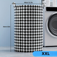(XXL size) 1pc Extra Large Foldable Storage Basket - Houndstooth Pattern Collapsible Laundry Hamper Organizer, Durable Polyester Portable Bin
