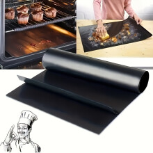 (Black) 1pc Reusable Non-Stick Oven Liner - Heat Resistant Baking Mat for Toaster, Gas & Electric Ovens, Grills - Ideal for BBQ & Outdoor Cooking
