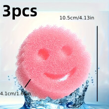 (Color Random 3pcs) & Mommy Double-sided Sponge Set - No Scratches, Deep Cleaning For Kitchen, Bathroom, Etc. - Ergonomic Polyurethane Design Sponge Holder