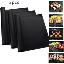 (Black, 3pcs) 3-Pack Non-Stick Teflon Oven Liners - Heavy Duty, Reusable Oven Mat Set for Electric & Gas Ovens - Heat Resistant up to 500F, BPA Free