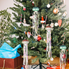 (4 Pack Jellyfish) 4pcs Festive Jellyfish Ornaments, Glass And Plastic Hanging Decorations For Christmas Tree, Versatile Holiday Pendants For Home Party