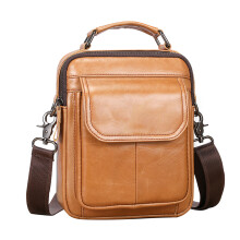 Bolso bandolera de cuero genuino para hombre 19.5x8x24cm negro