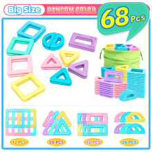(68pcs) Magnetic Big Size Macaron Designer Construction Set Model & Building Toy | Educational Toys for Kids Birthday Gifts with Magnetic Blocks
