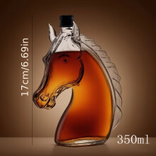 (1pcs color random) Creative Horse Head Decanter - 350ml Glass Whiskey & Red Bottle with Elegant Metallic Finish, Perfect for Home Decor, Horse Decor
