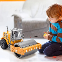 (Engineering Vehicles) 4-Channel Remote Control Engineering Car Toy, Flashing Lights, Battery-Powered - Ideal Birthday or Christmas Gift, Durable ABS Construction