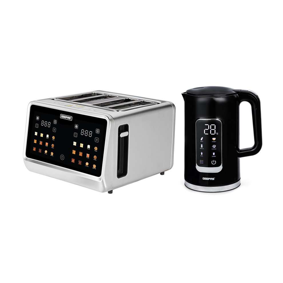 Geepas 5-in-1 Digital 4 Slice Long Toaster & Electric Kettle Set | 5 Temperature Settings Keep Warm Function 2200w 1.7l Cordless Jug Kettle | 6 Browni - Image 5