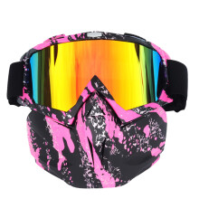 Motorcycle Goggle Mask, AntiFog Protective Detachable Tactical Glasses for CS Airsoft Shooting