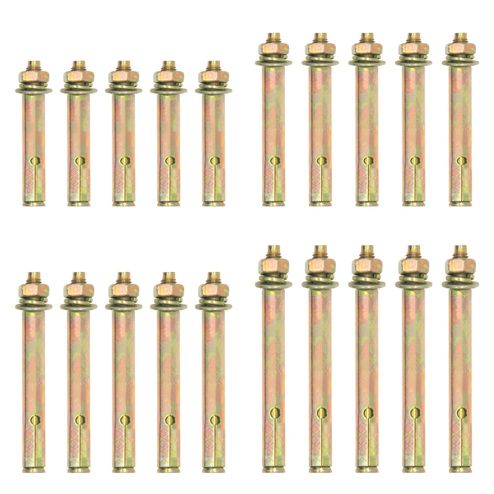 20 Pcs 50Mm/60Mm/70Mm/80Mm/ Hex Nut Expansion Bolt Sleeve Anchors Standard Fasteners For Heavyduty Zinc Wedge Anchors For Cement And Concrete 395291810668