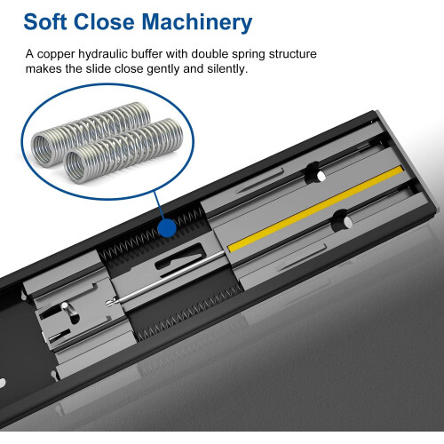 16' Soft Close Drawer Slide, VK1245, 3Fold Full Extension, Self Silent Closing, 100lb 2