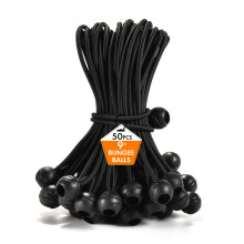 50 Pack Tarp Bungee with Balls, Ball Bungee Cords, UV Resistant Canopy Tarp Tie Down