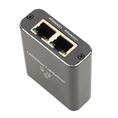 Splitter Ethernet da 1 a 2 1000 Mbps, in alluminio, 100 m