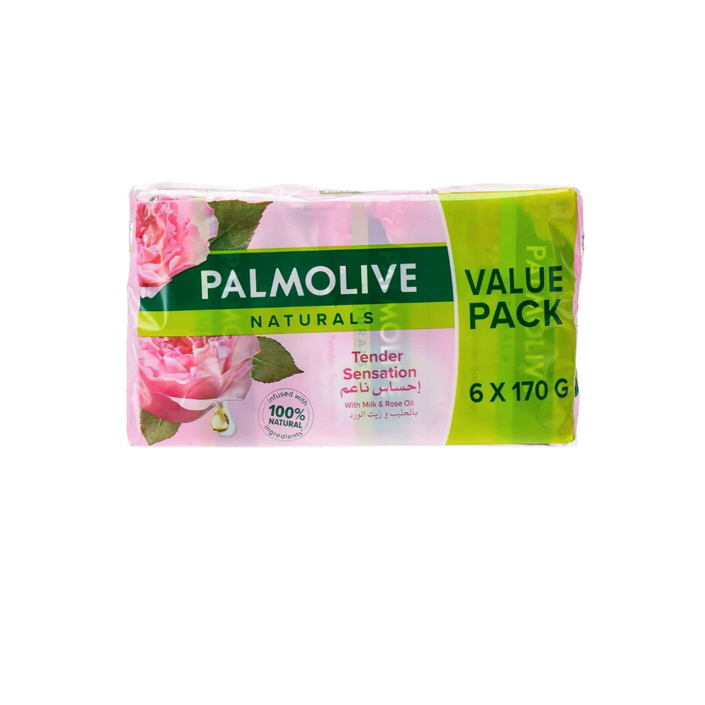 (6 Bars in 1 Packet) Palmolive Naturals Tender Sensation With Milk & Rose Oil Bar Soap 170g |Nourish Skin |Reduce Irritation