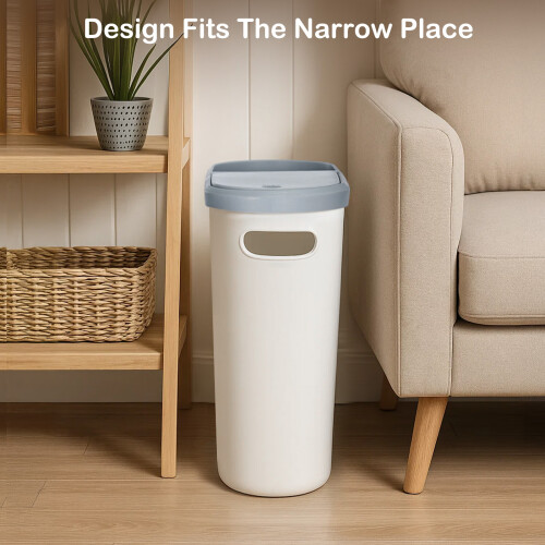 Narrow Plastic Waste Bin With Lid Slim Bathroom Toilet Trash Can 1