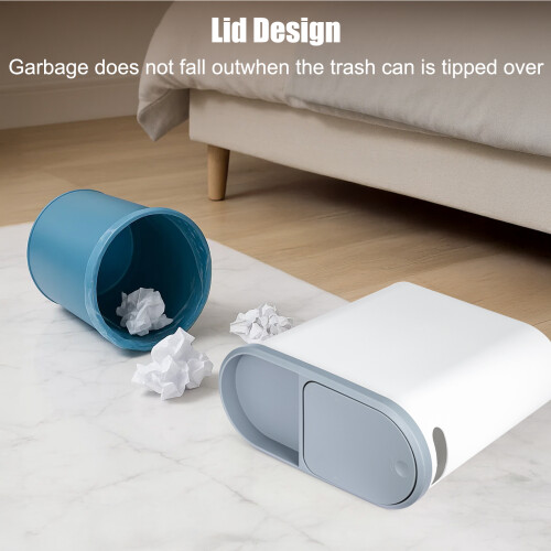 Narrow Plastic Waste Bin With Lid Slim Bathroom Toilet Trash Can 2