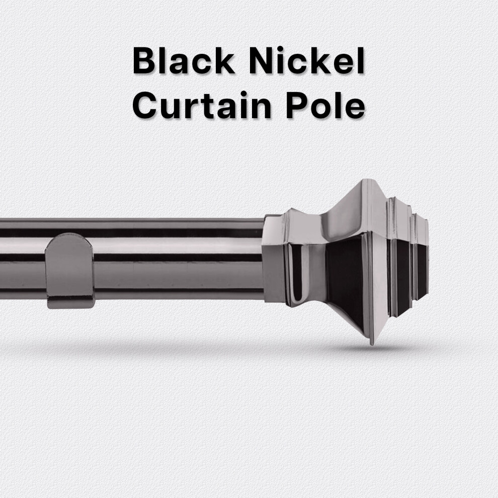(Lamp Black Nickel , 120-210 cm (48" - 83" In).) Extendable Metal Curtain Poles Curtain Rods & Hold Backs Pair with Rings Finials & Rod Fittings-image-OPC-PHXYMRV-NEW