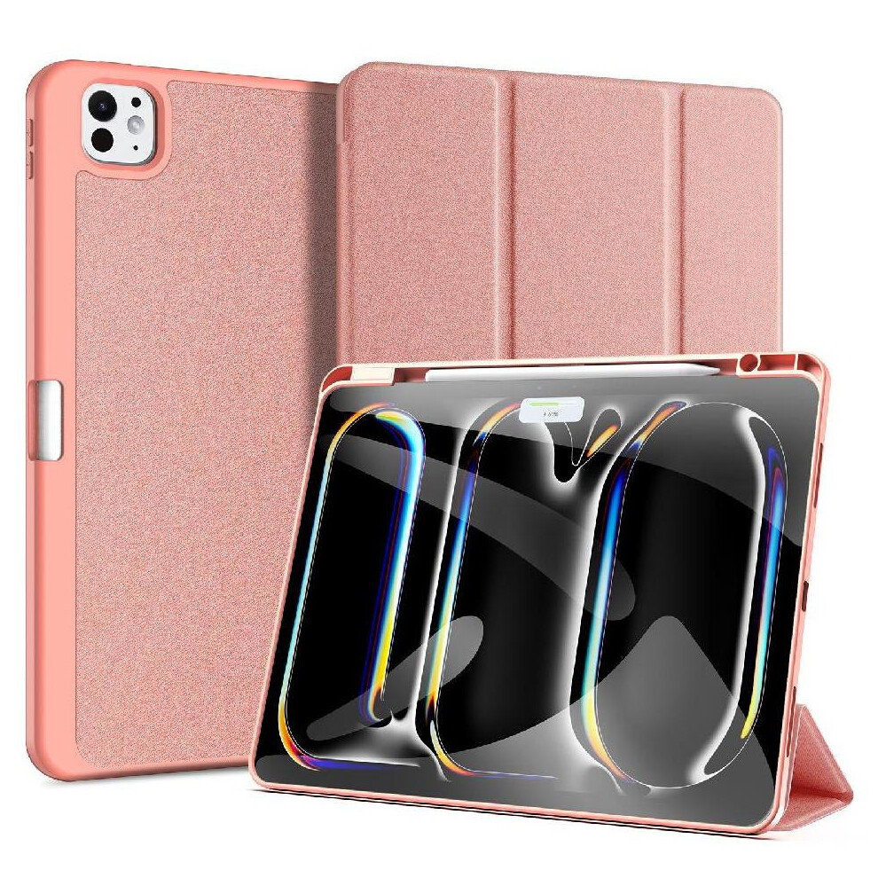 (Pink) Case For Ipad Pro 13 2024 Stylus Holder Pu Leather Auto Wake Sleep Pink 764549998128