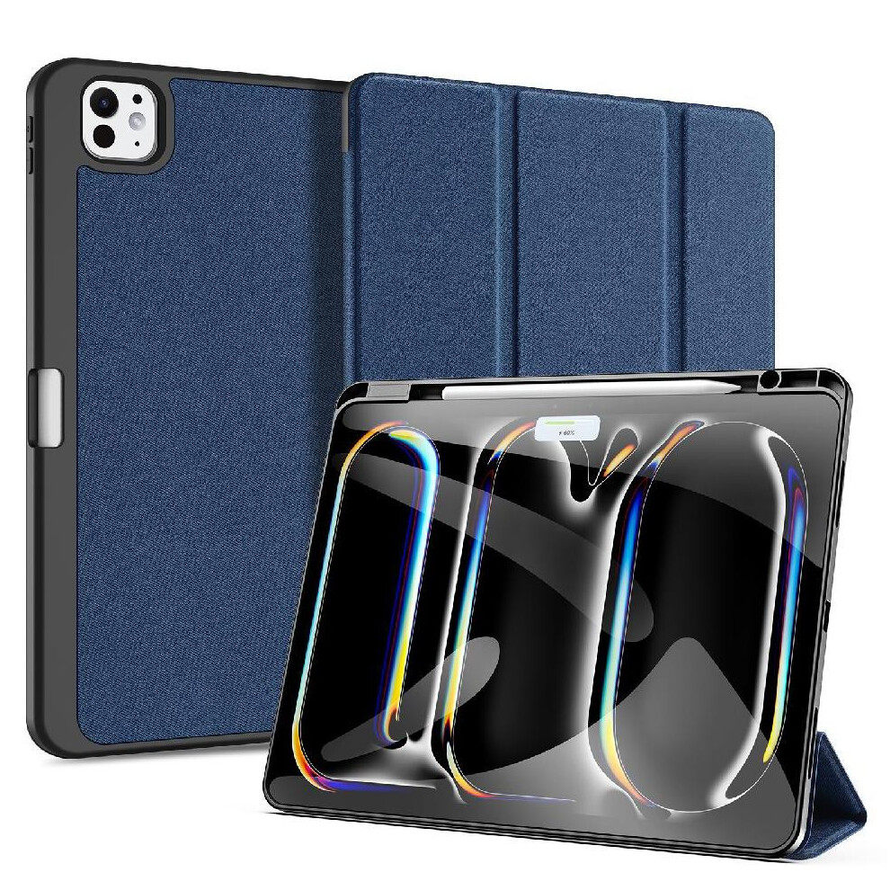 (Blue) Case For Ipad Pro 13 2024 Stylus Holder Pu Leather Auto Wake Sleep Blue 764549998111
