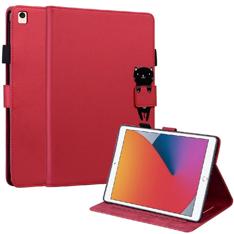 (Red) Case For Ipad 10.2 Cartoon Animal Magnetic Closure Leather Card Slot Holders Red 764549999125