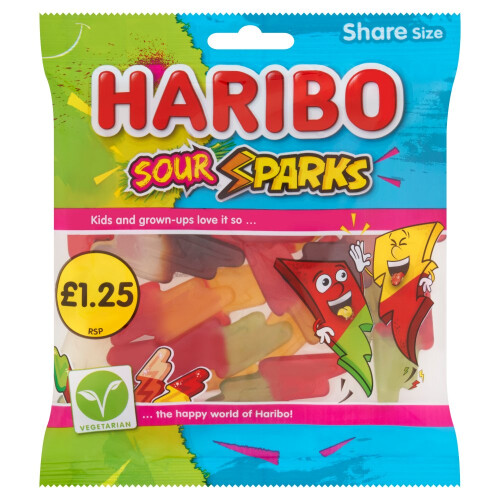 Haribo HARIBO Sour Sparks Fruit & Cola Gums Sweets Sharing Bag 140g(Packof12) 2