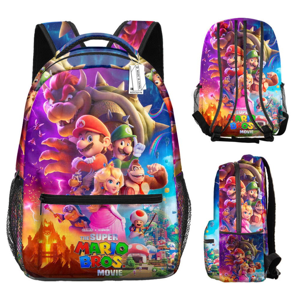Bonxaif (Style-01) Kids Super Mario Backpack School Bag Students Bookbag Handbag Gifts Travelbag