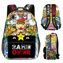 (Style-12) Kids Super Mario Backpack School Bag Students Bookbag Handbag Gifts Travelbag